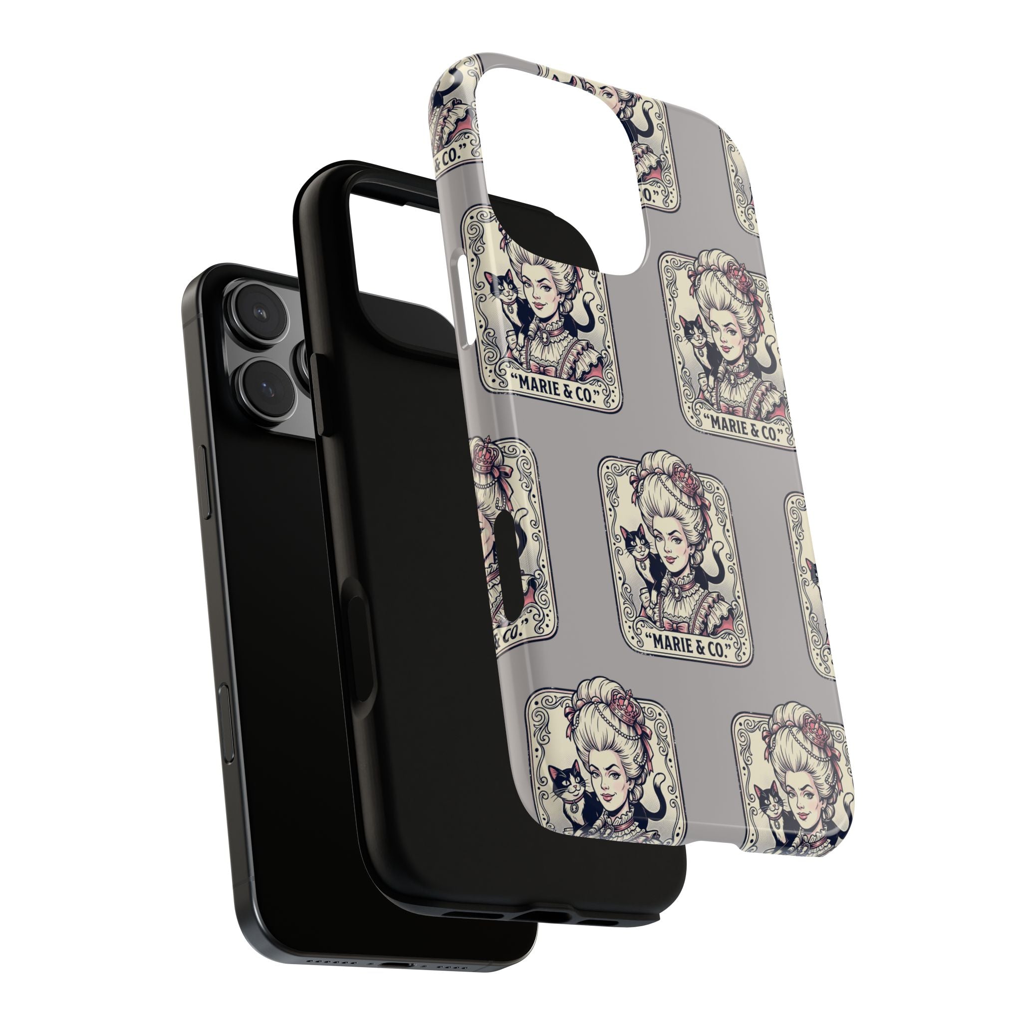 Marie Antoinette & Cat Pattern Tough Phone Case