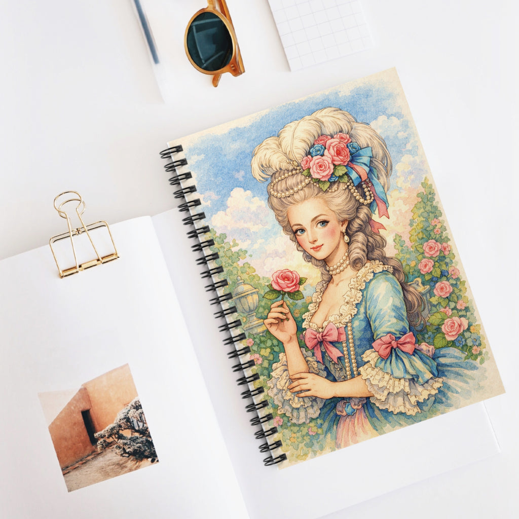 Marie Antoinette Pastel Illustration Spiral Notebook | 18th Century Portrait