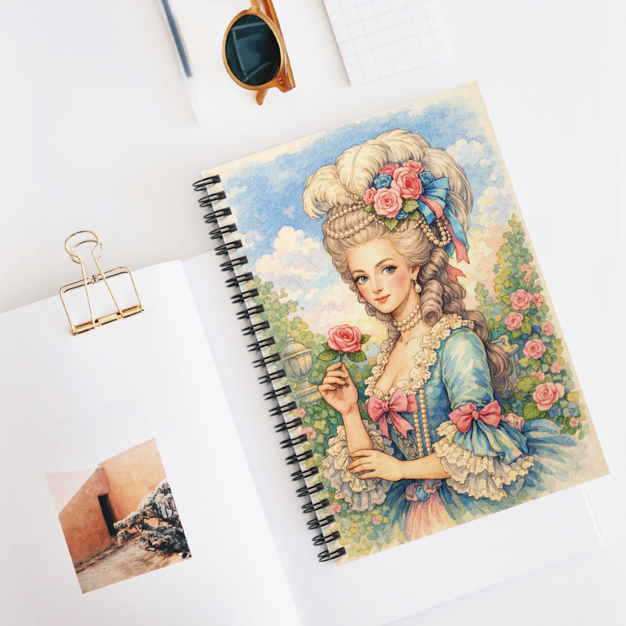Marie Antoinette Pastel Illustration Spiral Notebook | 18th Century Portrait