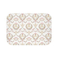 Marie Antoinette Monogram Floral Bath Mat — Monogrammed Rose Wreath Pattern, memory foam
