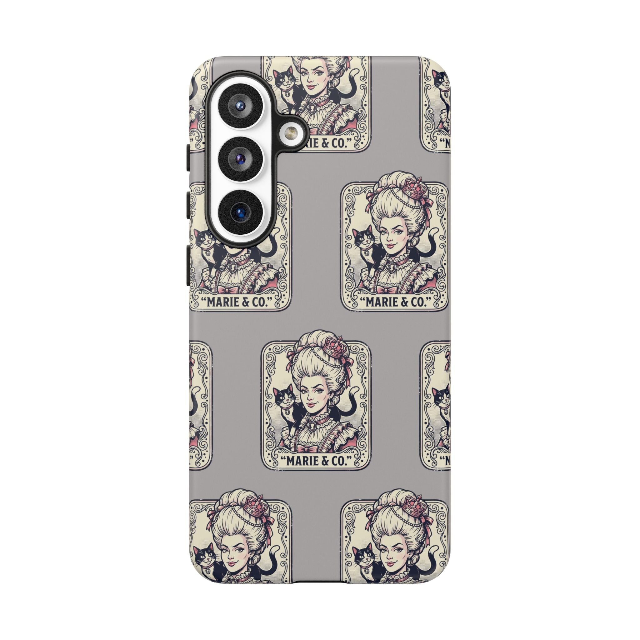 Marie Antoinette & Cat Pattern Tough Phone Case
