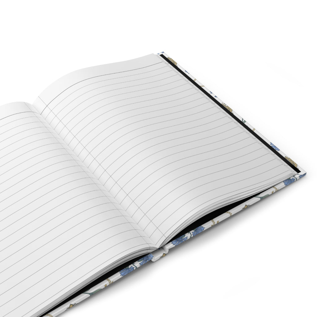 Hardcover Journal — "Ma Petite Confidente" Cornflowers & Pearls Notebook