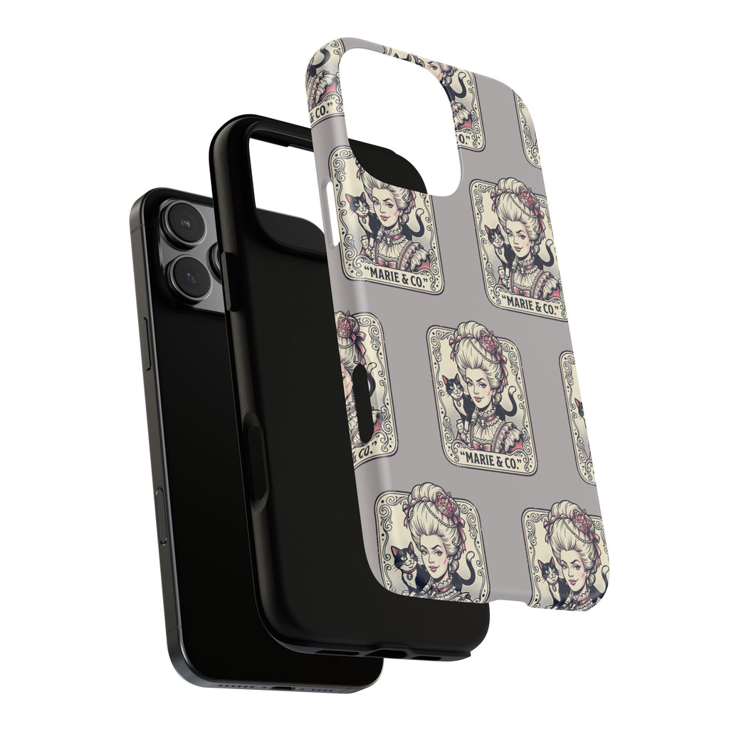 Marie Antoinette & Cat Pattern Tough Phone Case