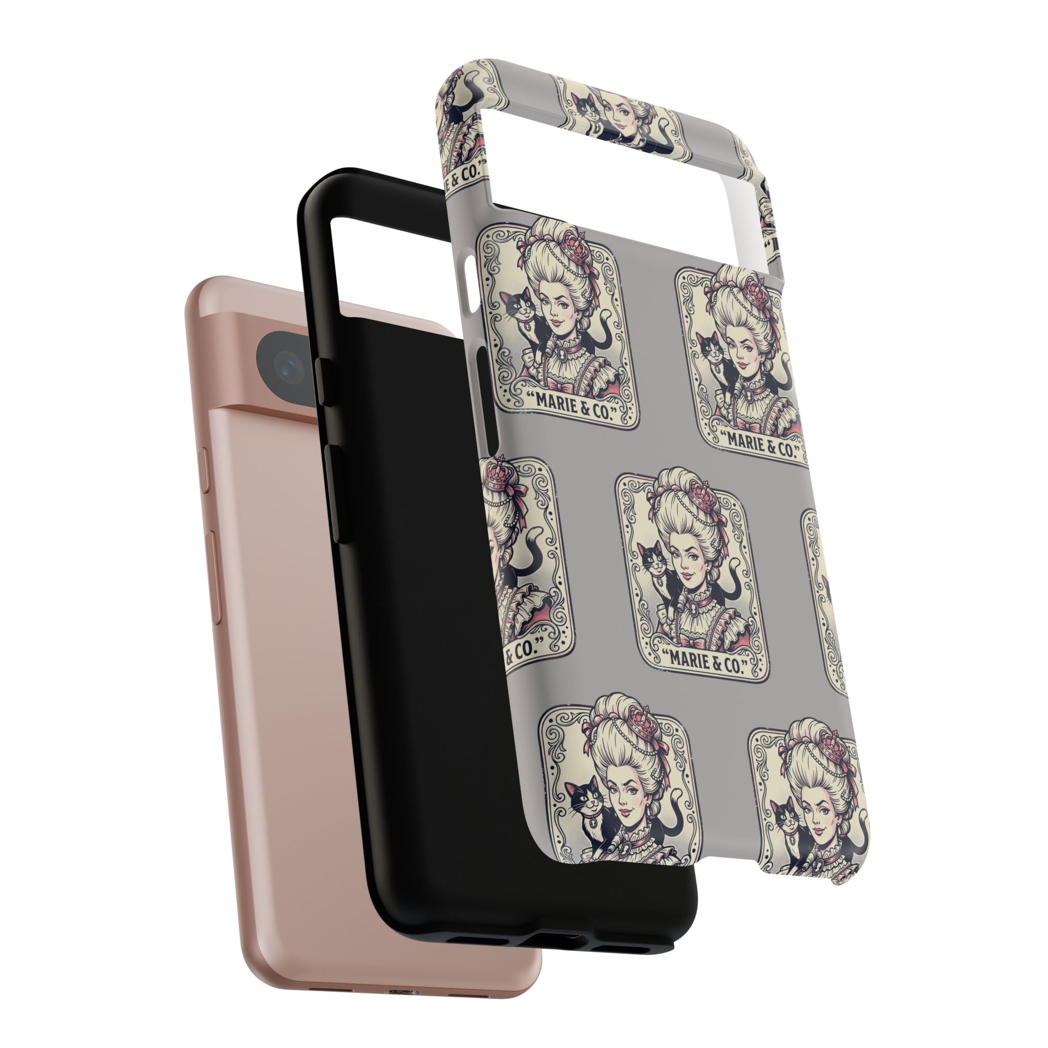 Marie Antoinette & Cat Pattern Tough Phone Case