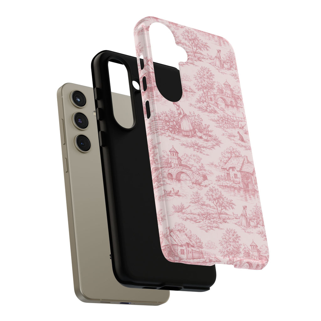 Le Hameau Pink Toile Phone Case — The Queen's Hamlet Pattern Tough Protective Case