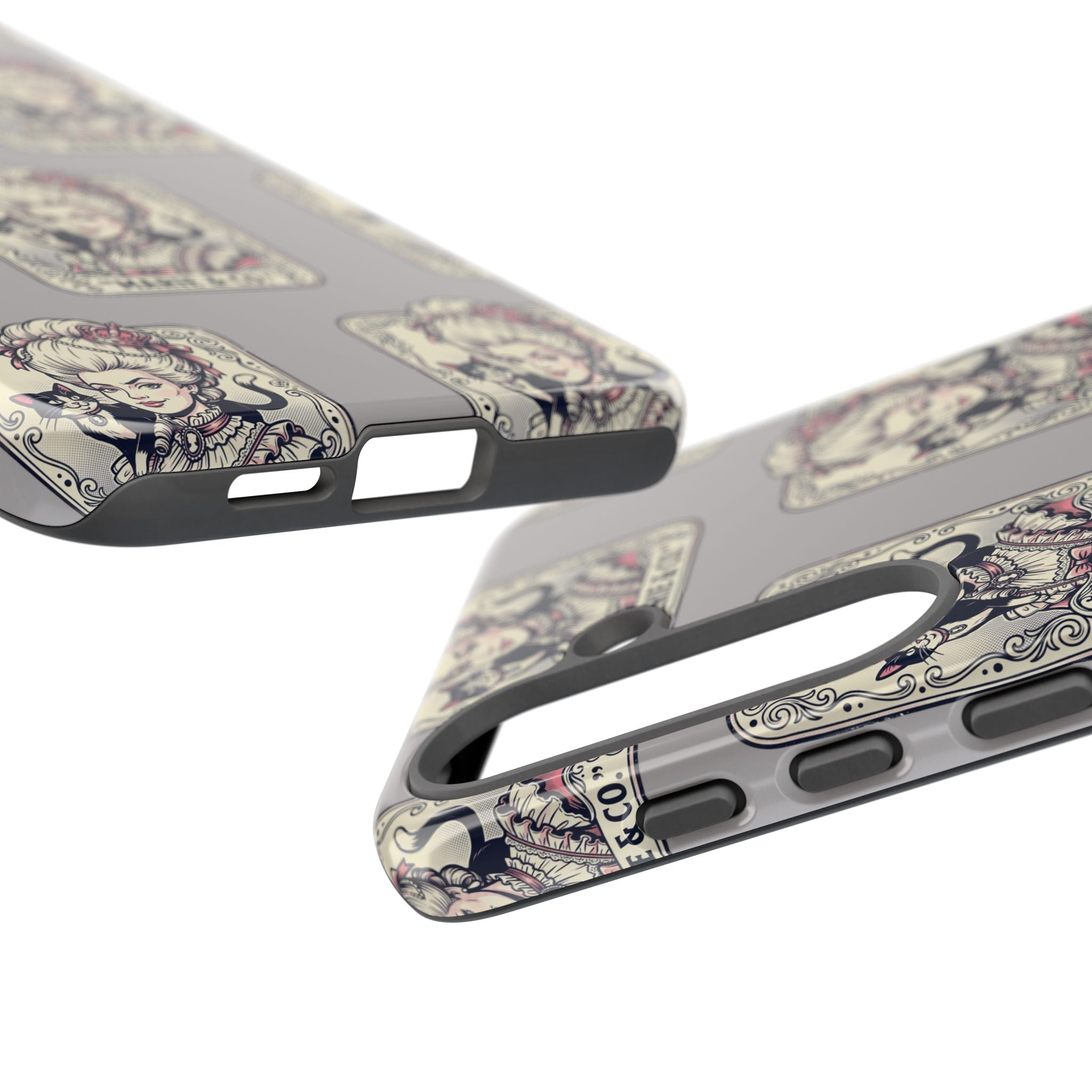 Marie Antoinette & Cat Pattern Tough Phone Case