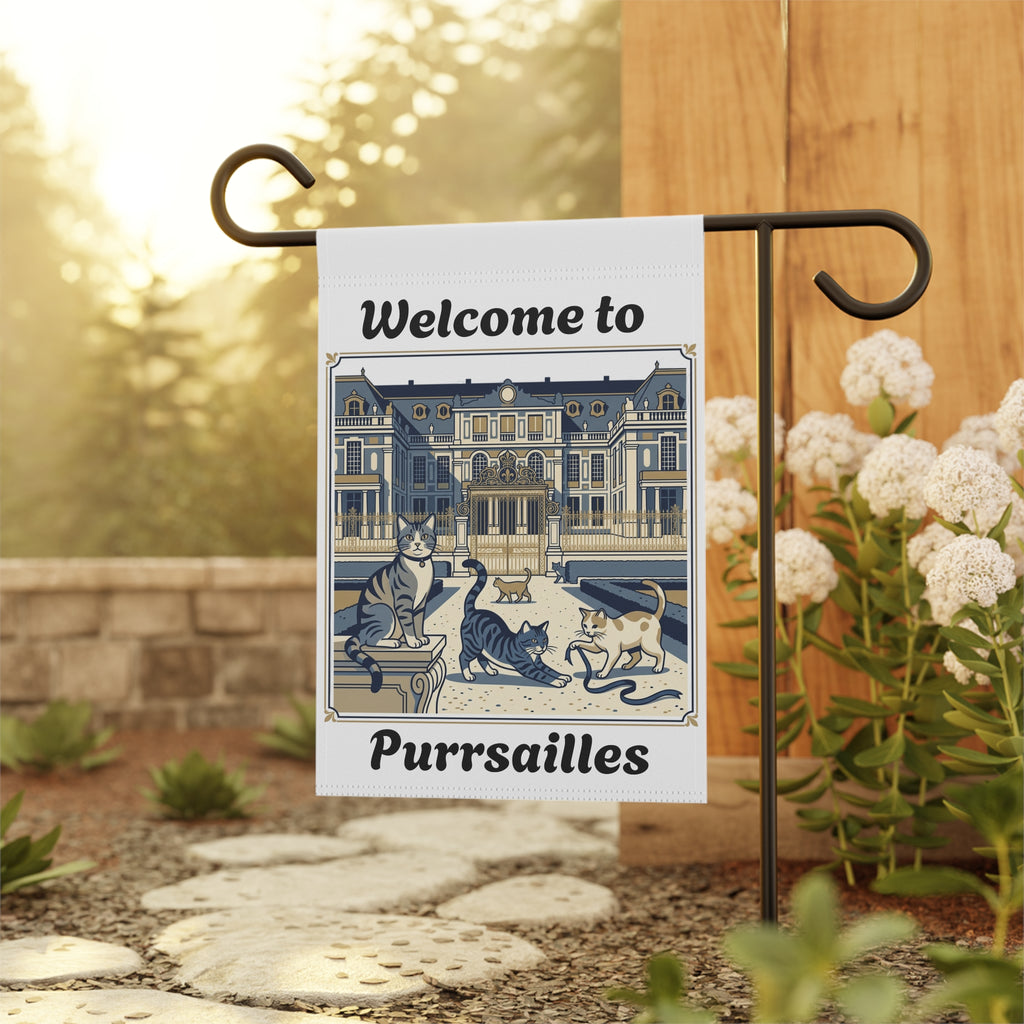 Welcome to Purrsailles lawn flag | House banner, cat chateau design