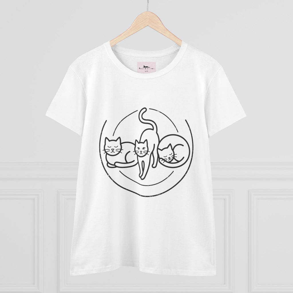 Cat Trio Line Art T-Shirt — Minimalist Cute Cats Graphic Tee for Cat Lovers