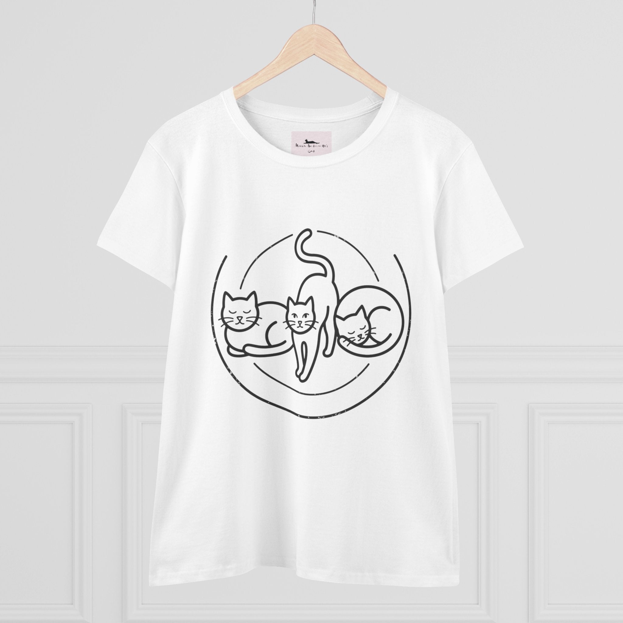Cat Trio Line Art T-Shirt — Minimalist Cute Cats Graphic Tee for Cat Lovers
