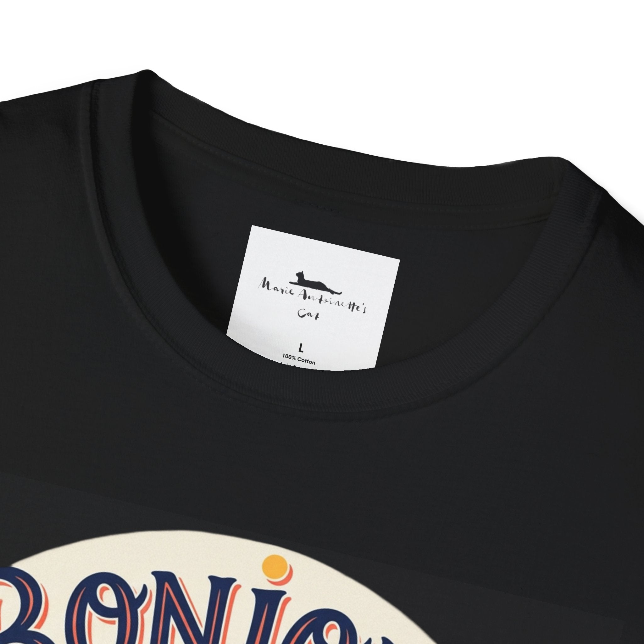 Bonjour Au Revoir Cat Paris T-Shirt Black | Cute French Kitty T-Shirt