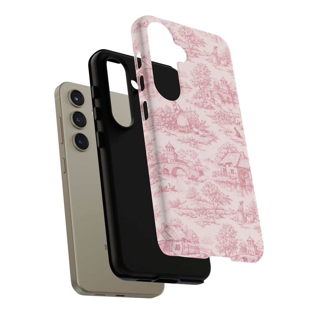 Le Hameau Pink Toile Phone Case — The Queen's Hamlet Pattern Tough Protective Case