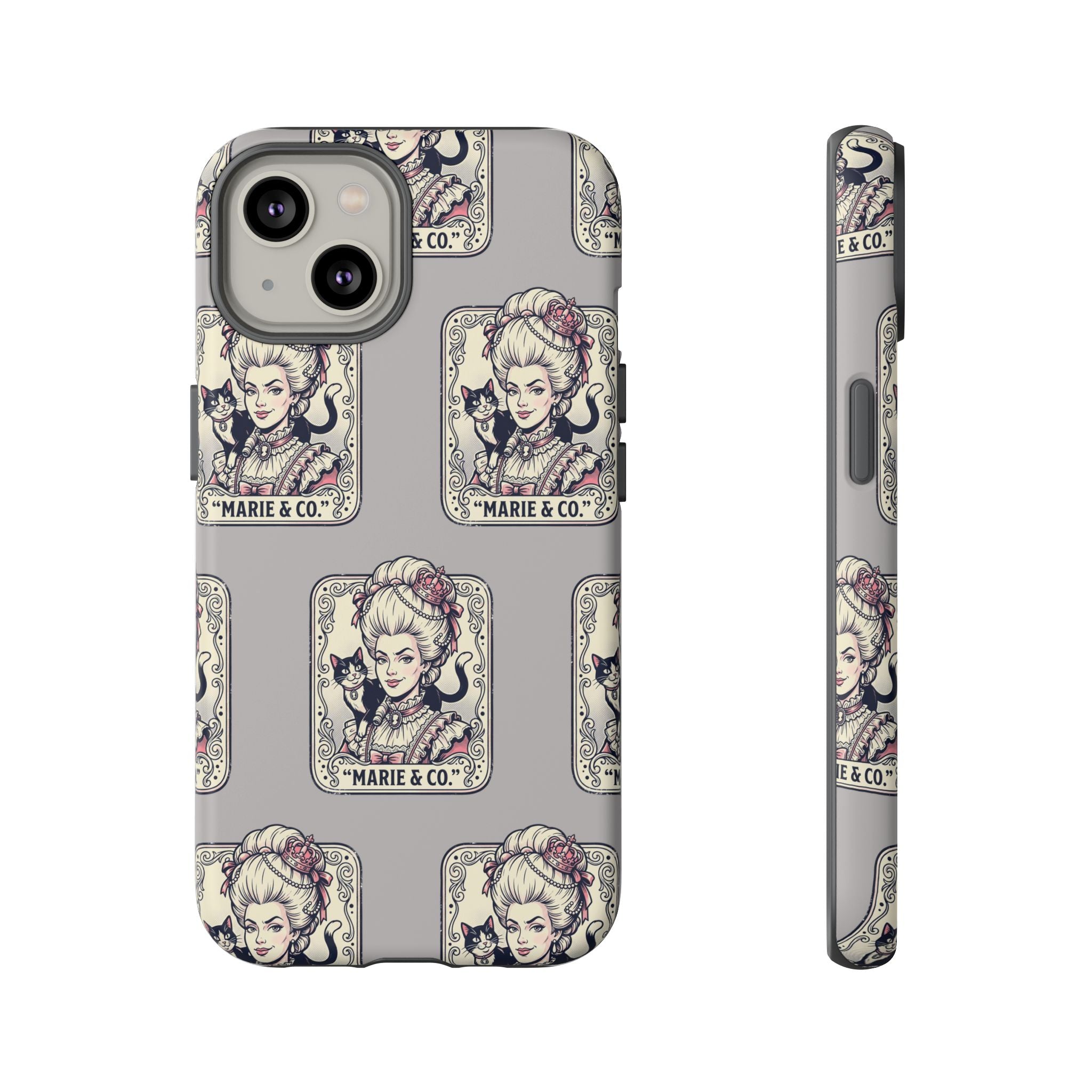 Marie Antoinette & Cat Pattern Tough Phone Case