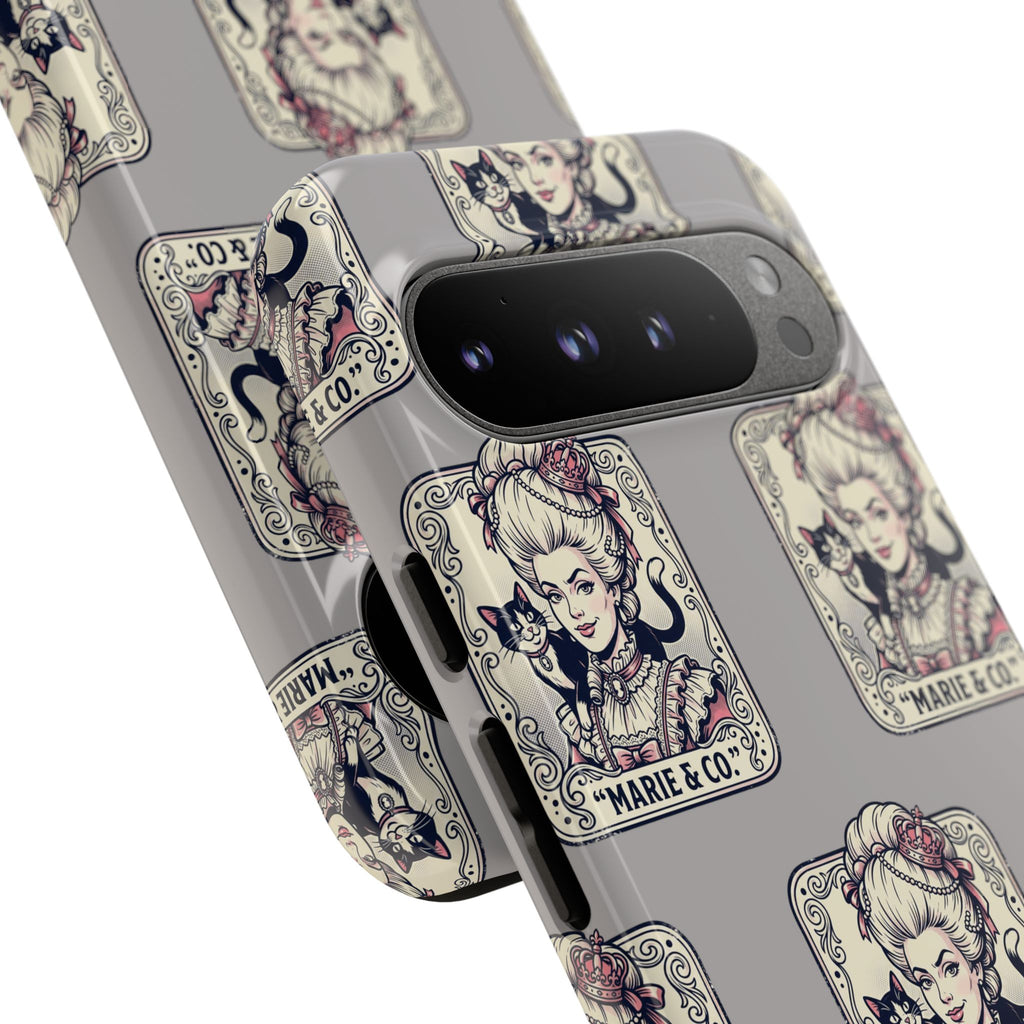 Marie Antoinette & Cat Pattern Tough Phone Case