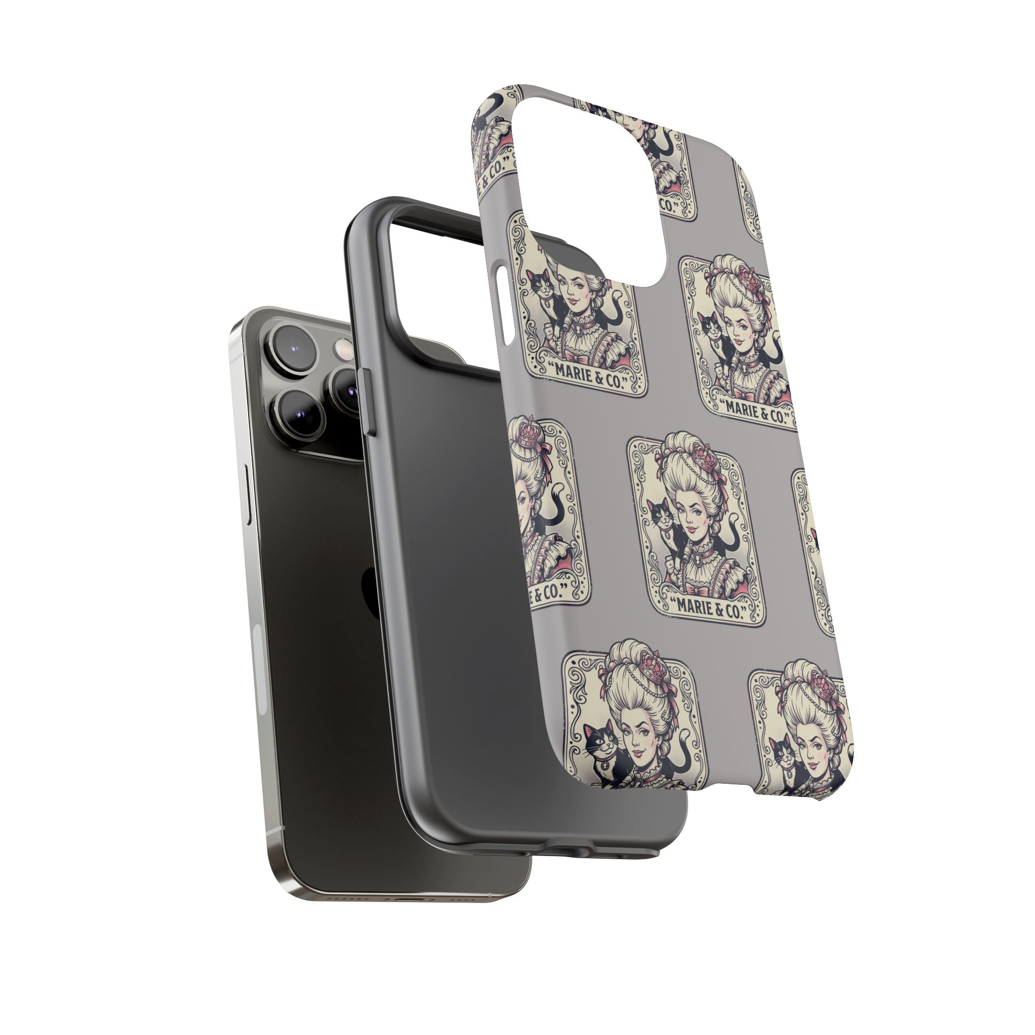 Marie Antoinette & Cat Pattern Tough Phone Case