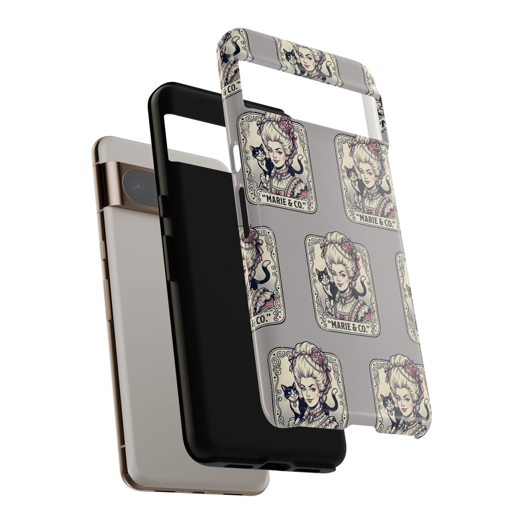 Marie Antoinette & Cat Pattern Tough Phone Case