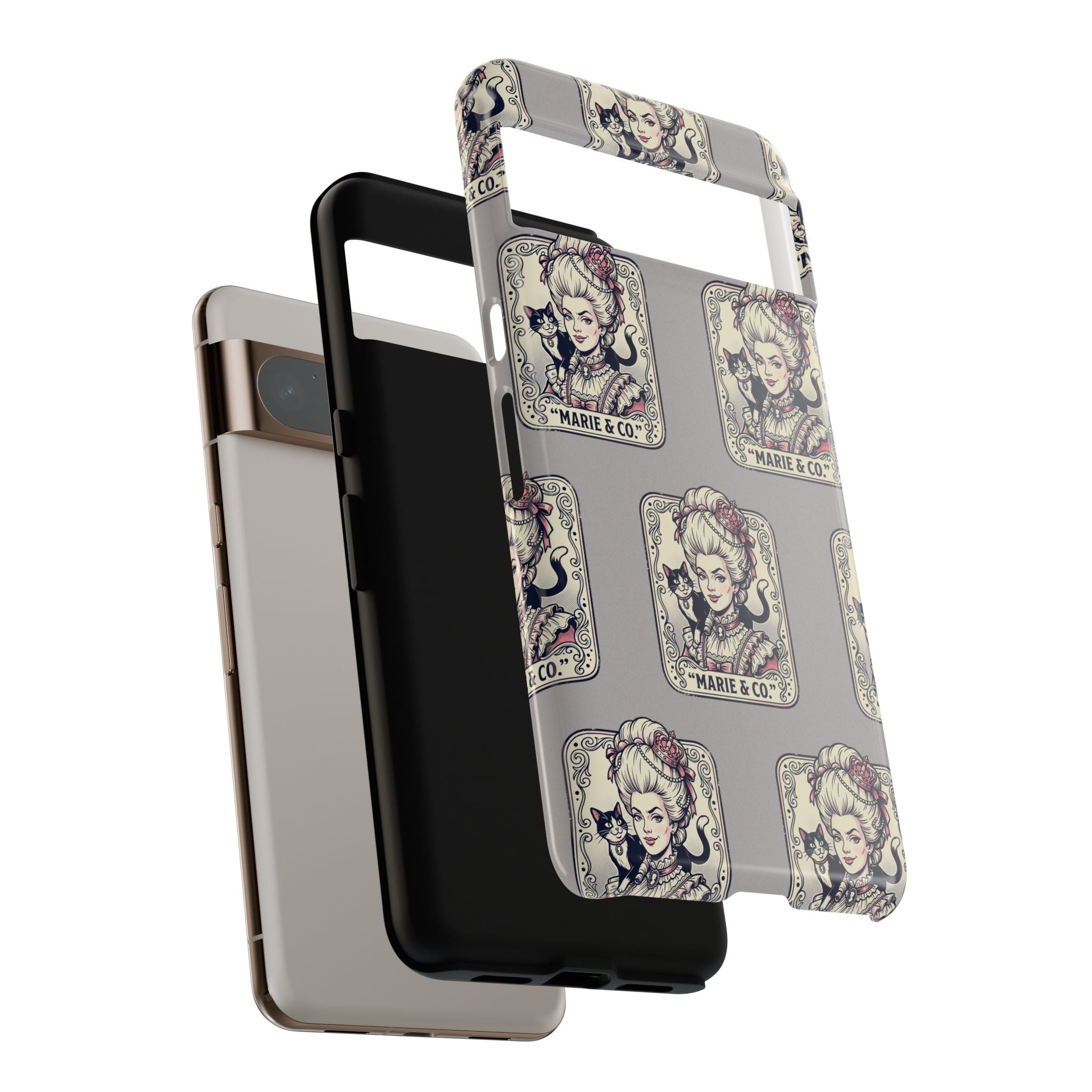 Marie Antoinette & Cat Pattern Tough Phone Case