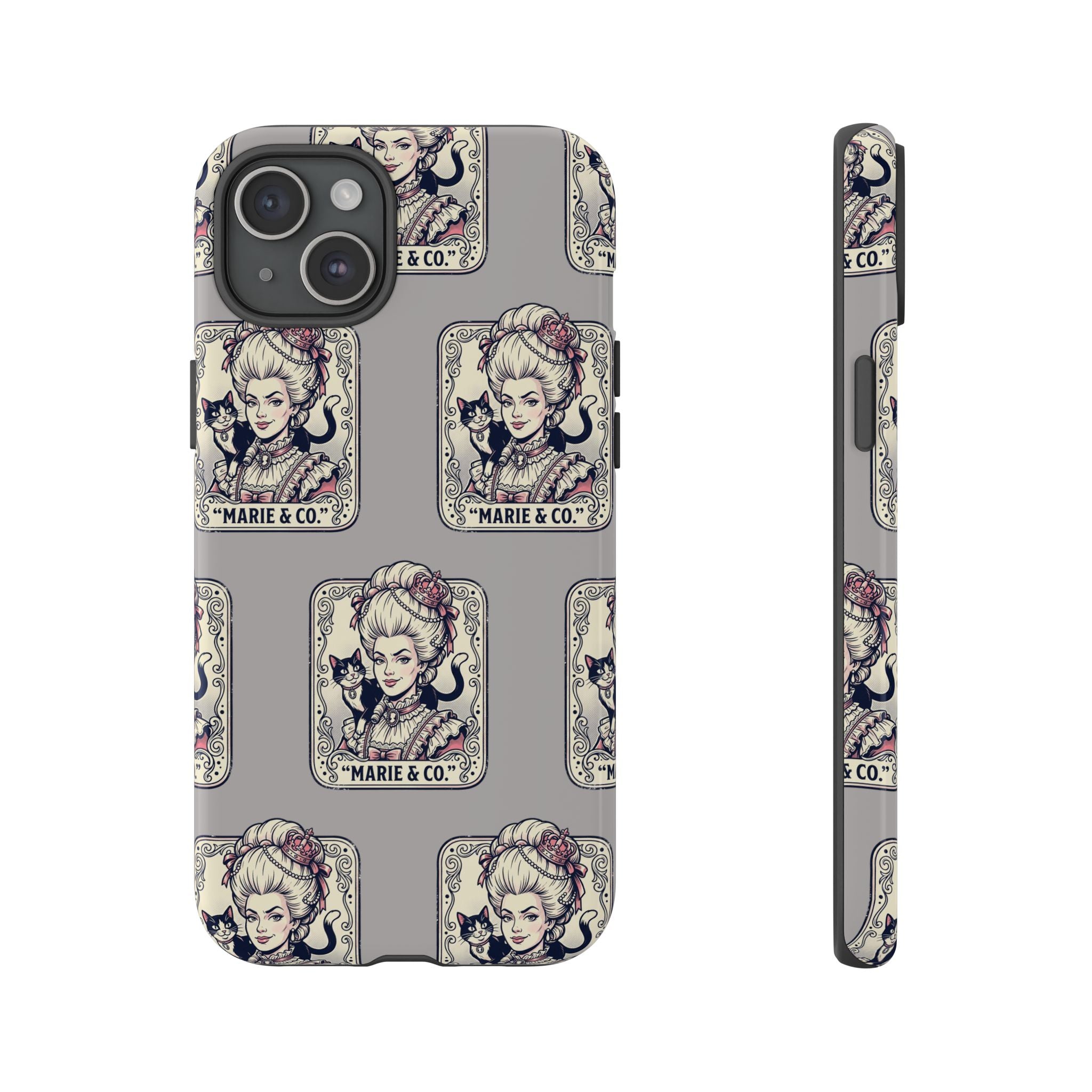 Marie Antoinette & Cat Pattern Tough Phone Case