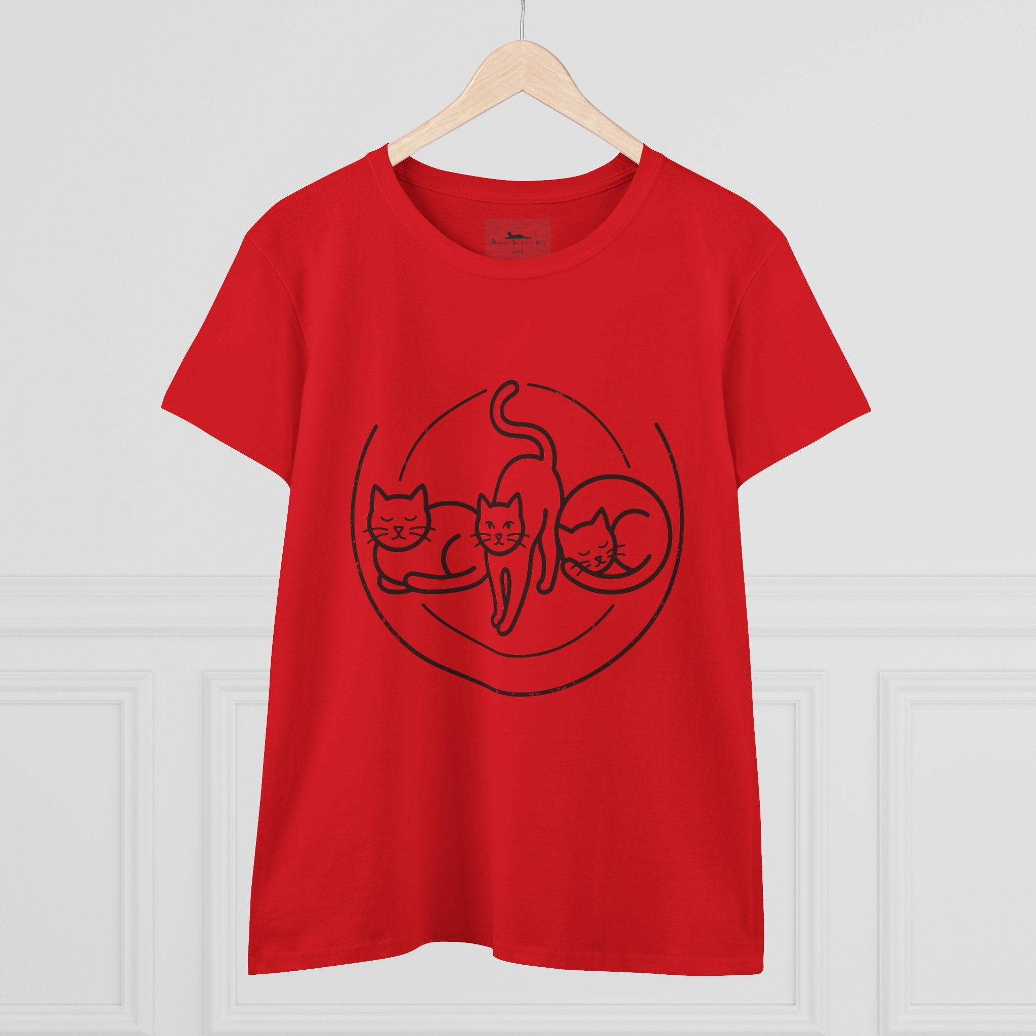 Cat Trio Line Art T-Shirt — Minimalist Cute Cats Graphic Tee for Cat Lovers