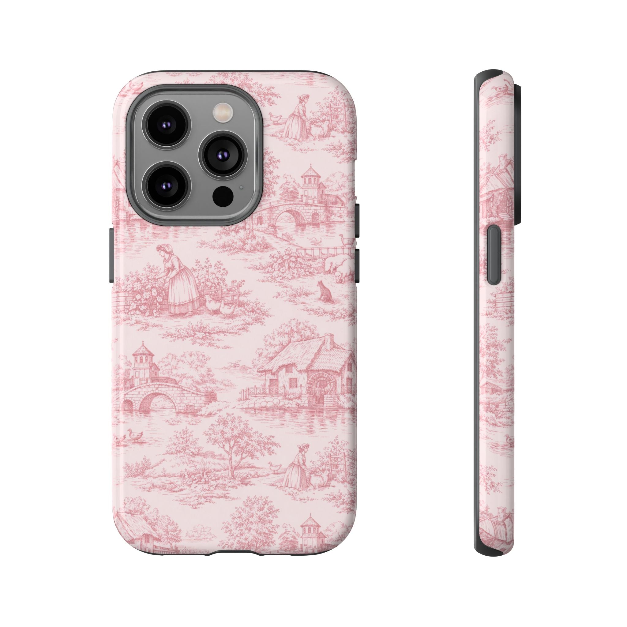 Le Hameau Pink Toile Phone Case — The Queen's Hamlet Pattern Tough Protective Case