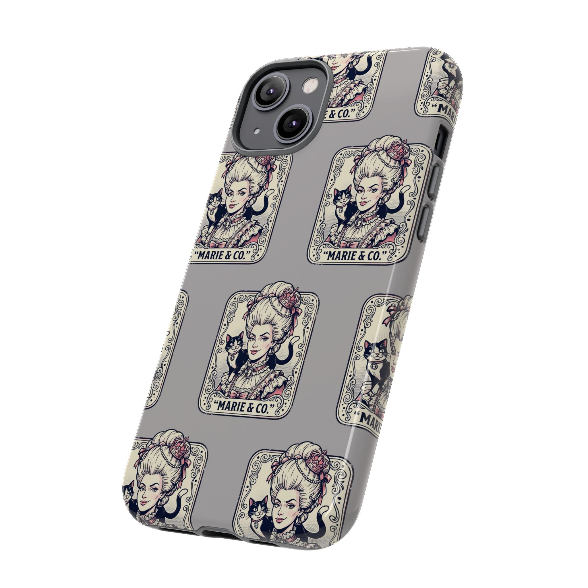 Marie Antoinette & Cat Pattern Tough Phone Case
