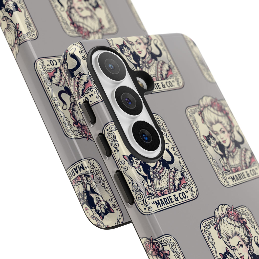 Marie Antoinette & Cat Pattern Tough Phone Case