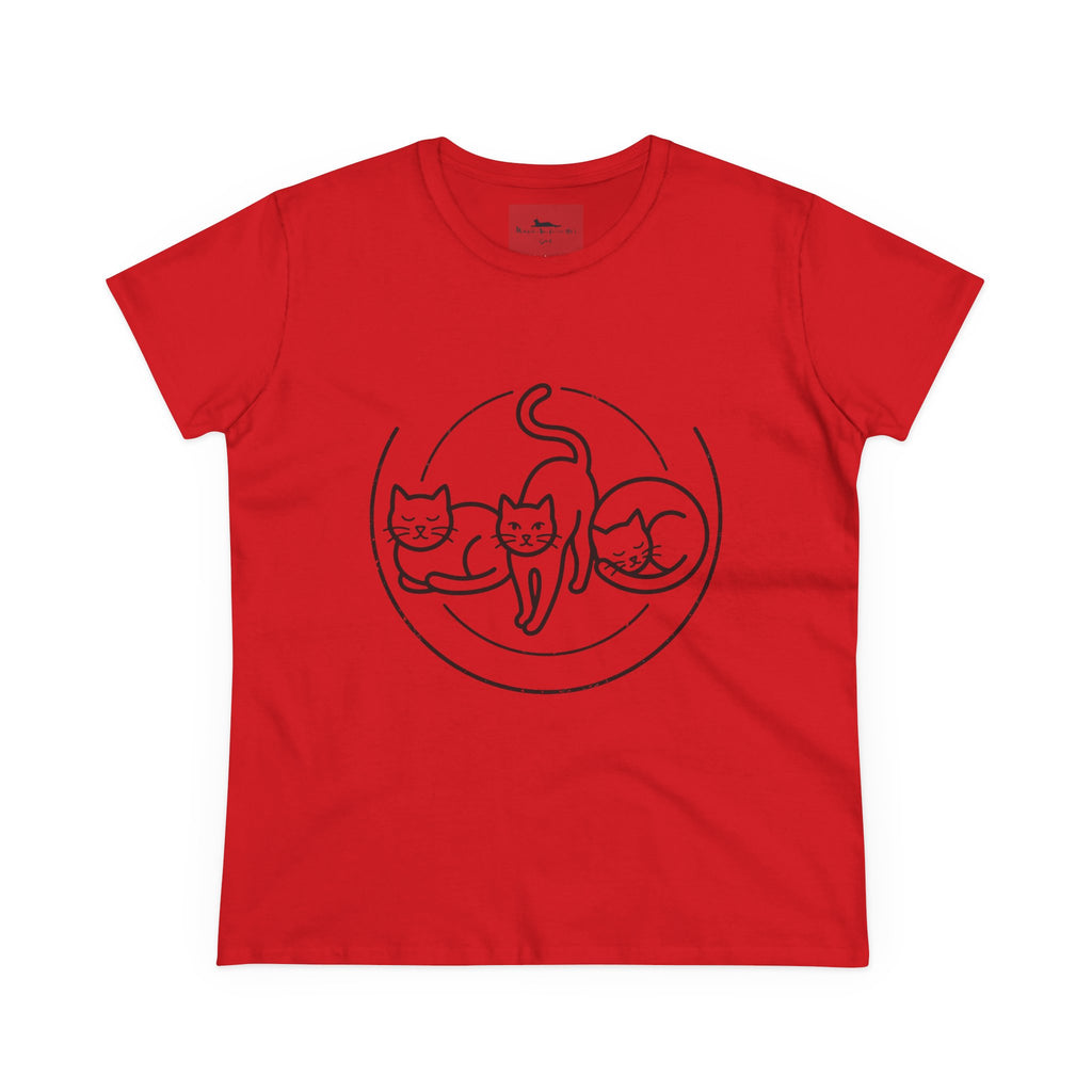 Cat Trio Line Art T-Shirt — Minimalist Cute Cats Graphic Tee for Cat Lovers 
