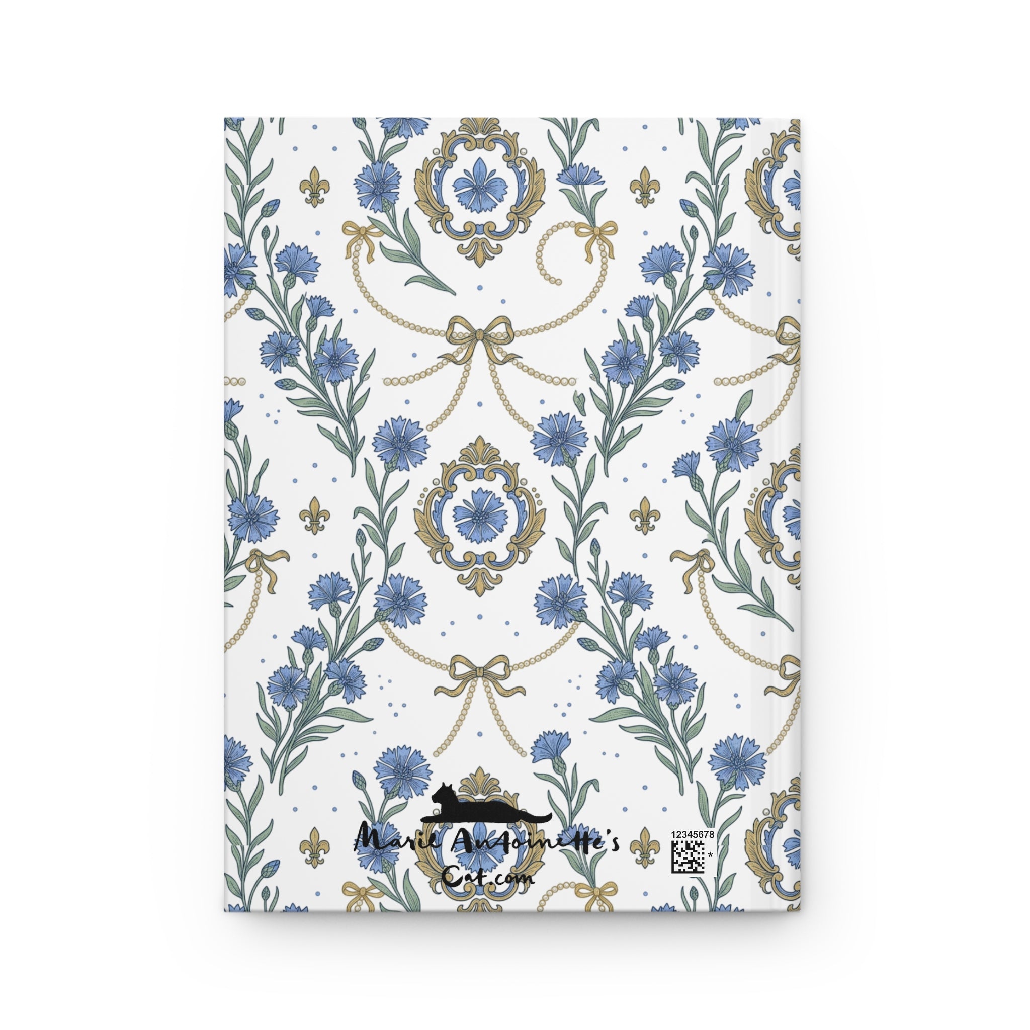 Back view of "Ma Petite Confidente" Cornflowers & Pearls Notebook