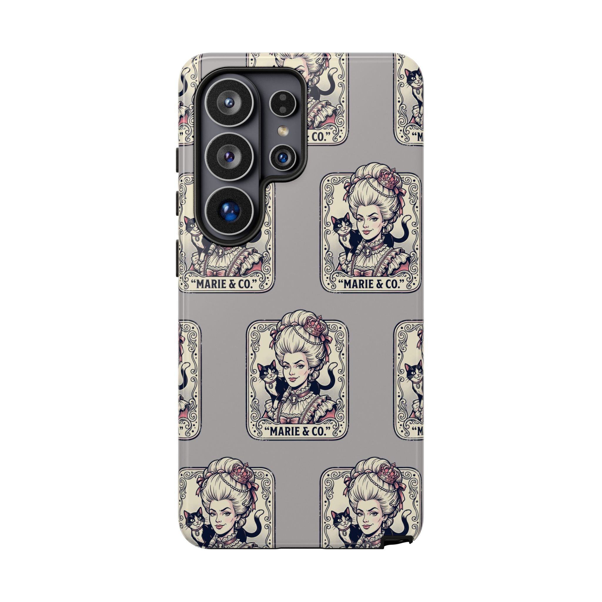 Marie Antoinette & Cat Pattern Tough Phone Case