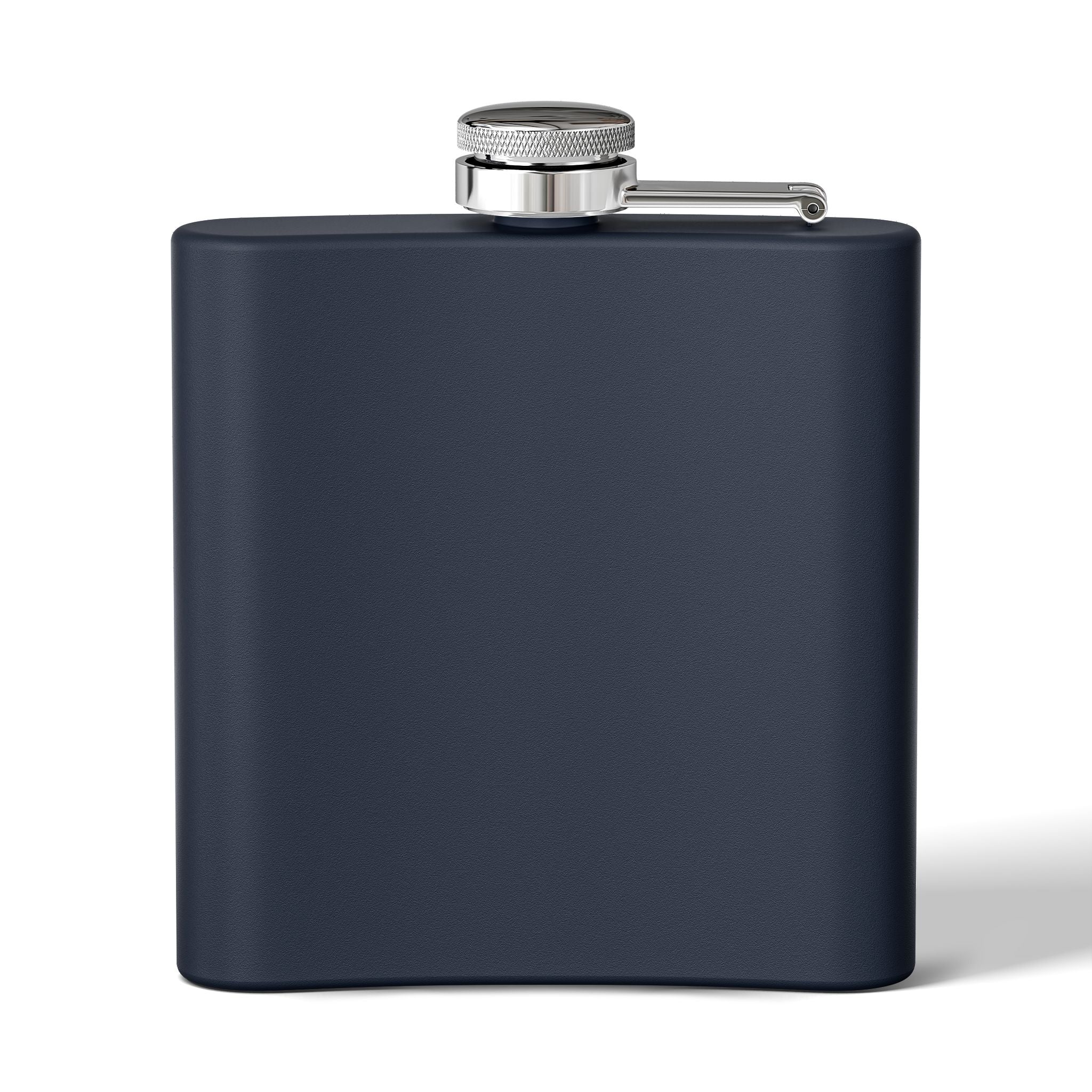 Back view of navy flask with a cat tea party scene at Versailles