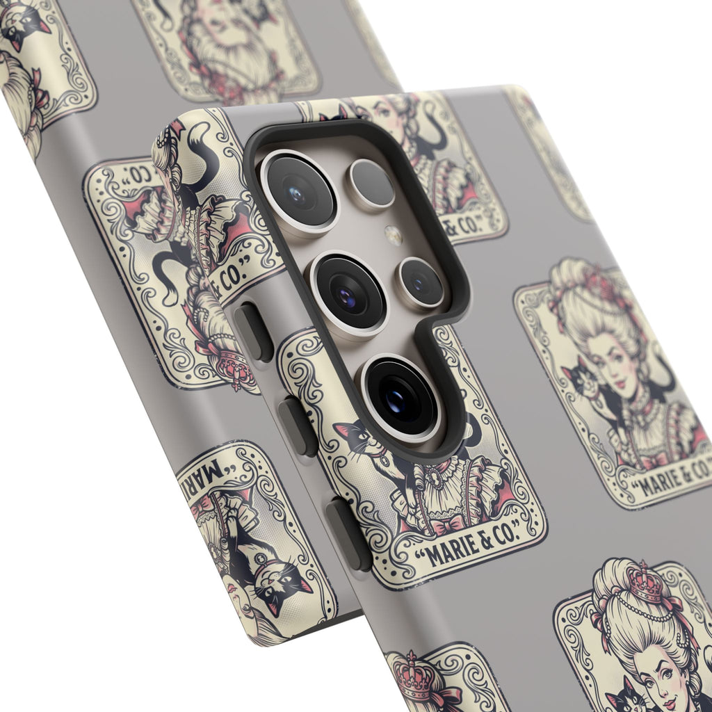 Marie Antoinette & Cat Pattern Tough Phone Case