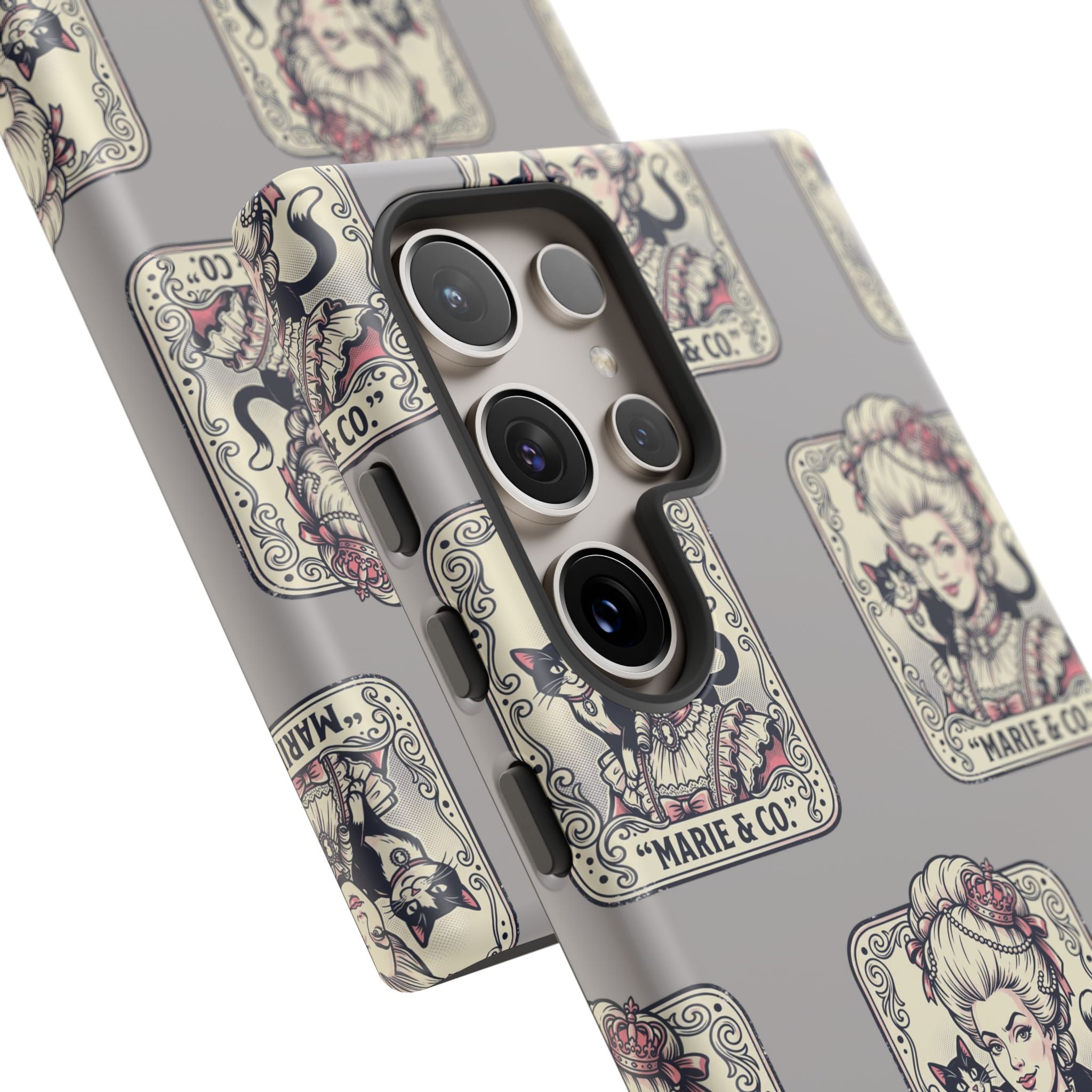 Marie Antoinette & Cat Pattern Tough Phone Case