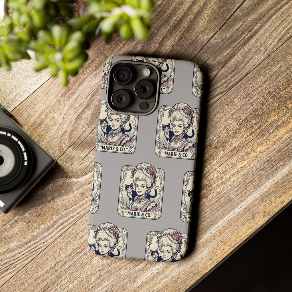 Marie Antoinette & Cat Pattern Tough Phone Case
