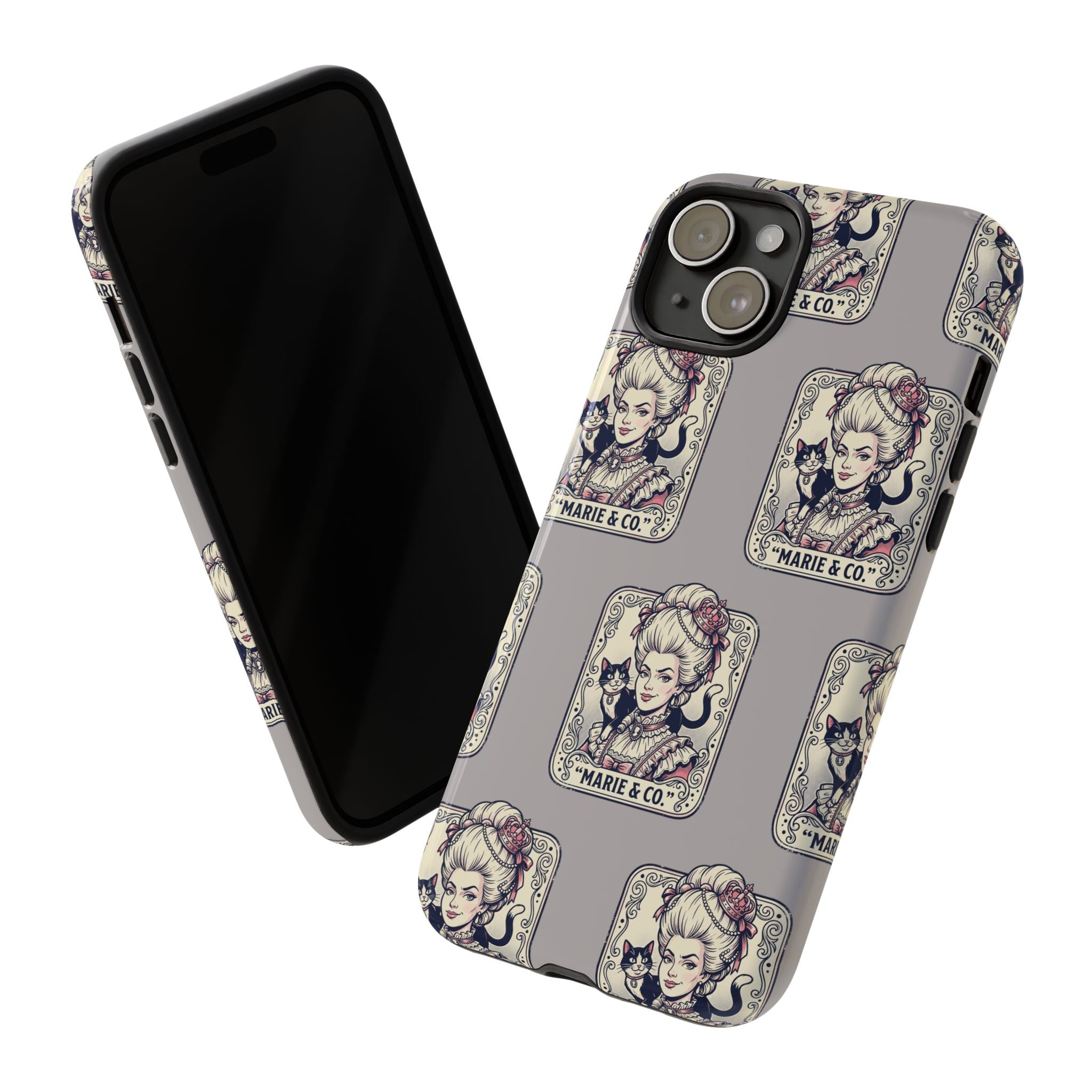 Marie Antoinette & Cat Pattern Tough Phone Case