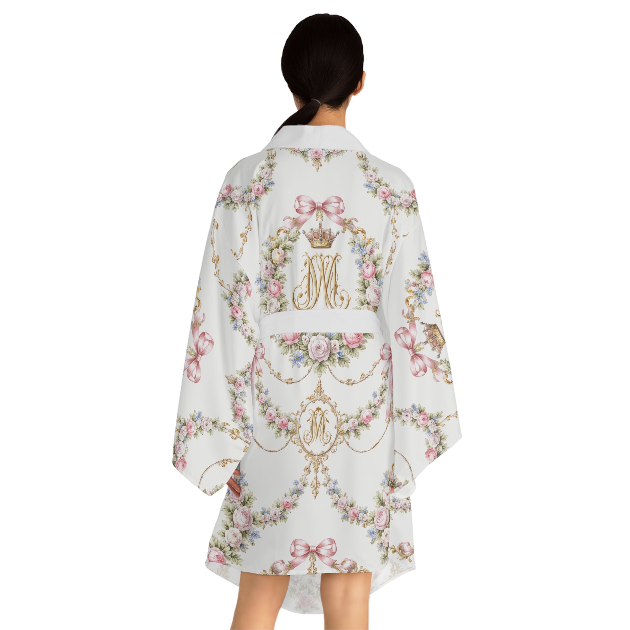 Floral Monogram Kimono Robe – Marie Antoinette Monogram Lightweight Robe