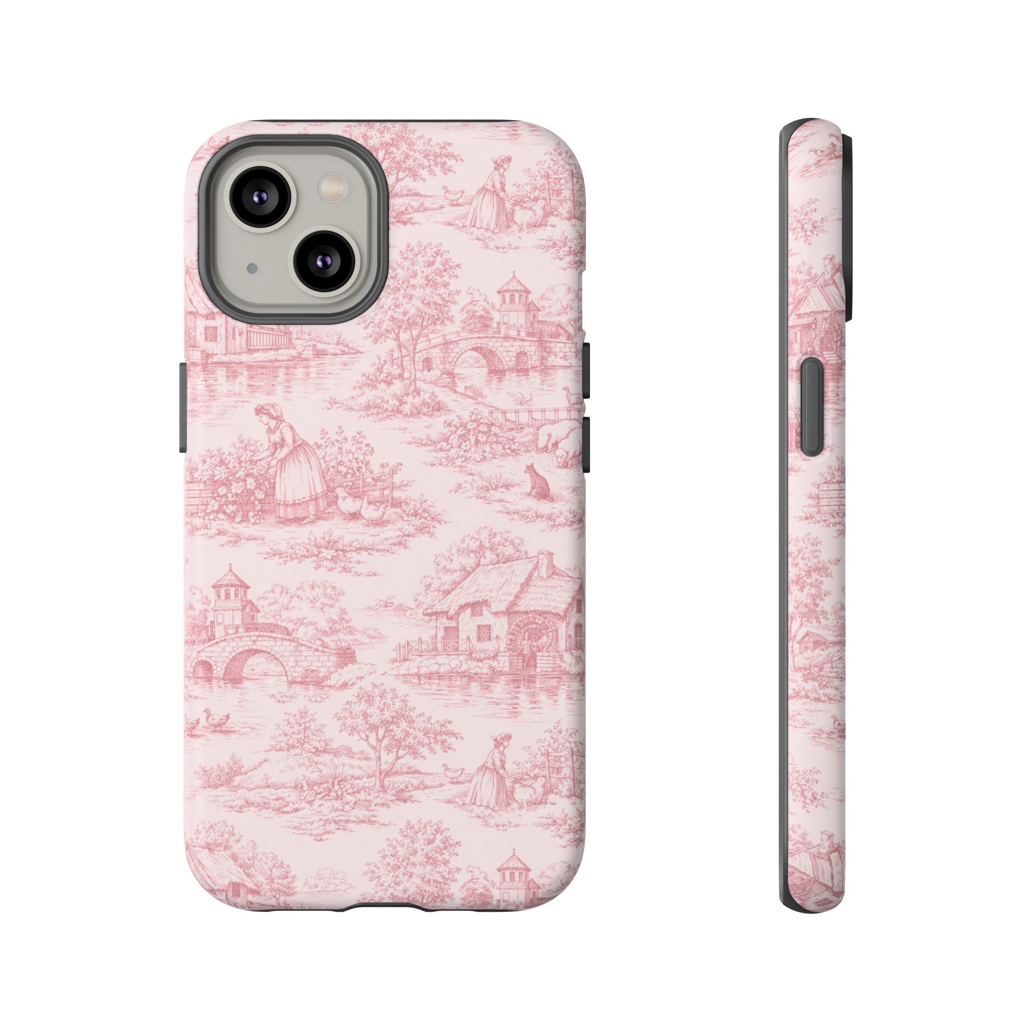 Le Hameau Pink Toile Phone Case — The Queen's Hamlet Pattern Tough Protective Case