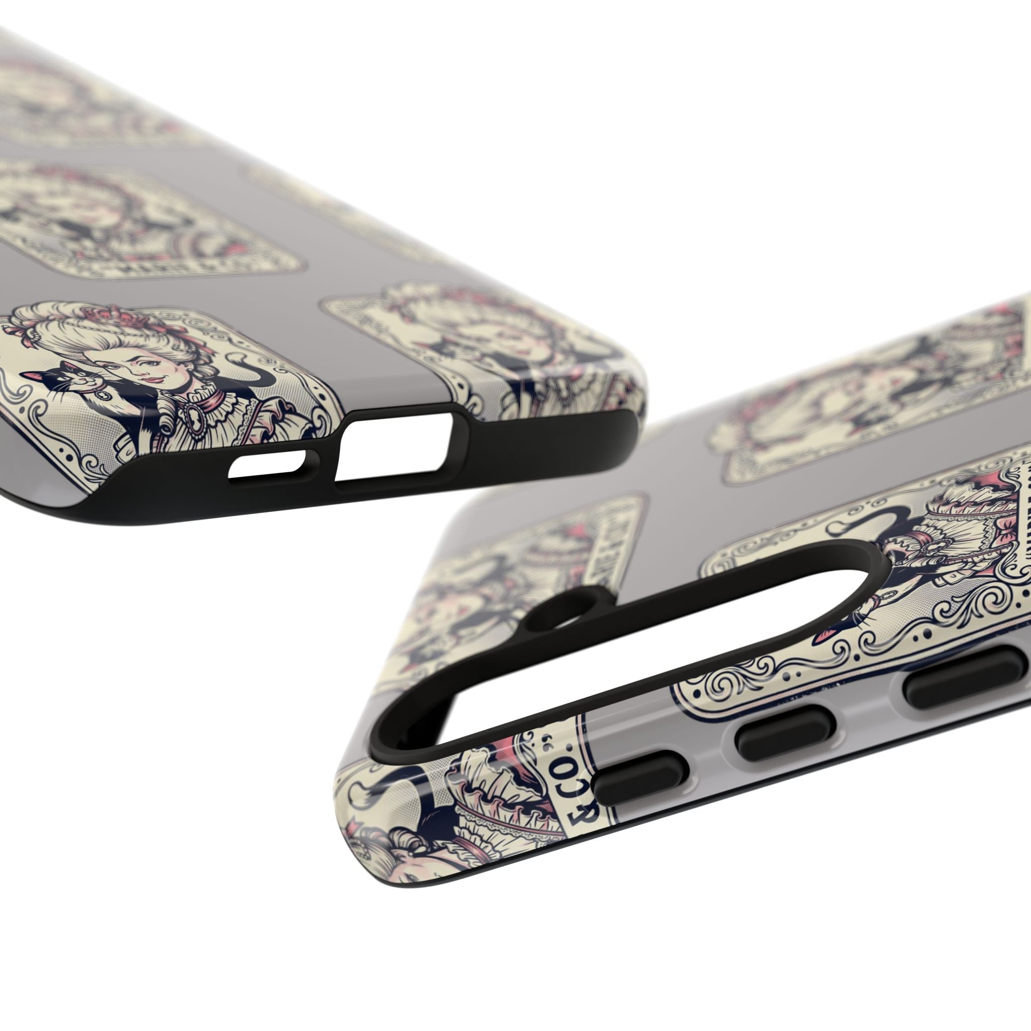 Marie Antoinette & Cat Pattern Tough Phone Case
