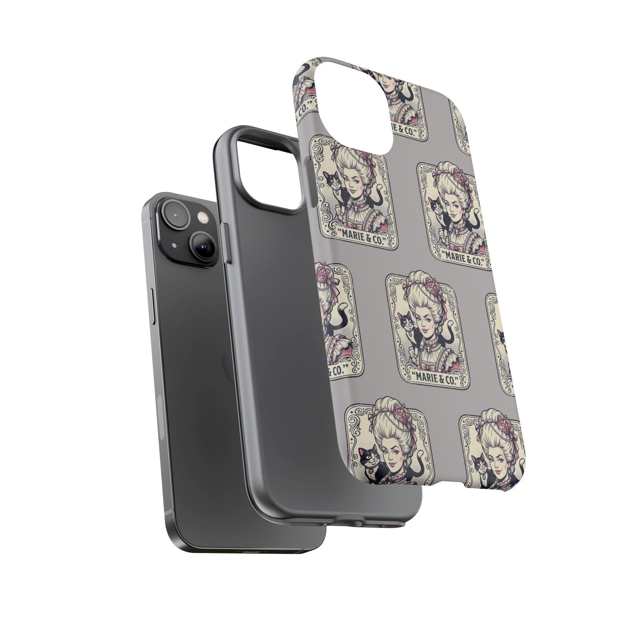Marie Antoinette & Cat Pattern Tough Phone Case