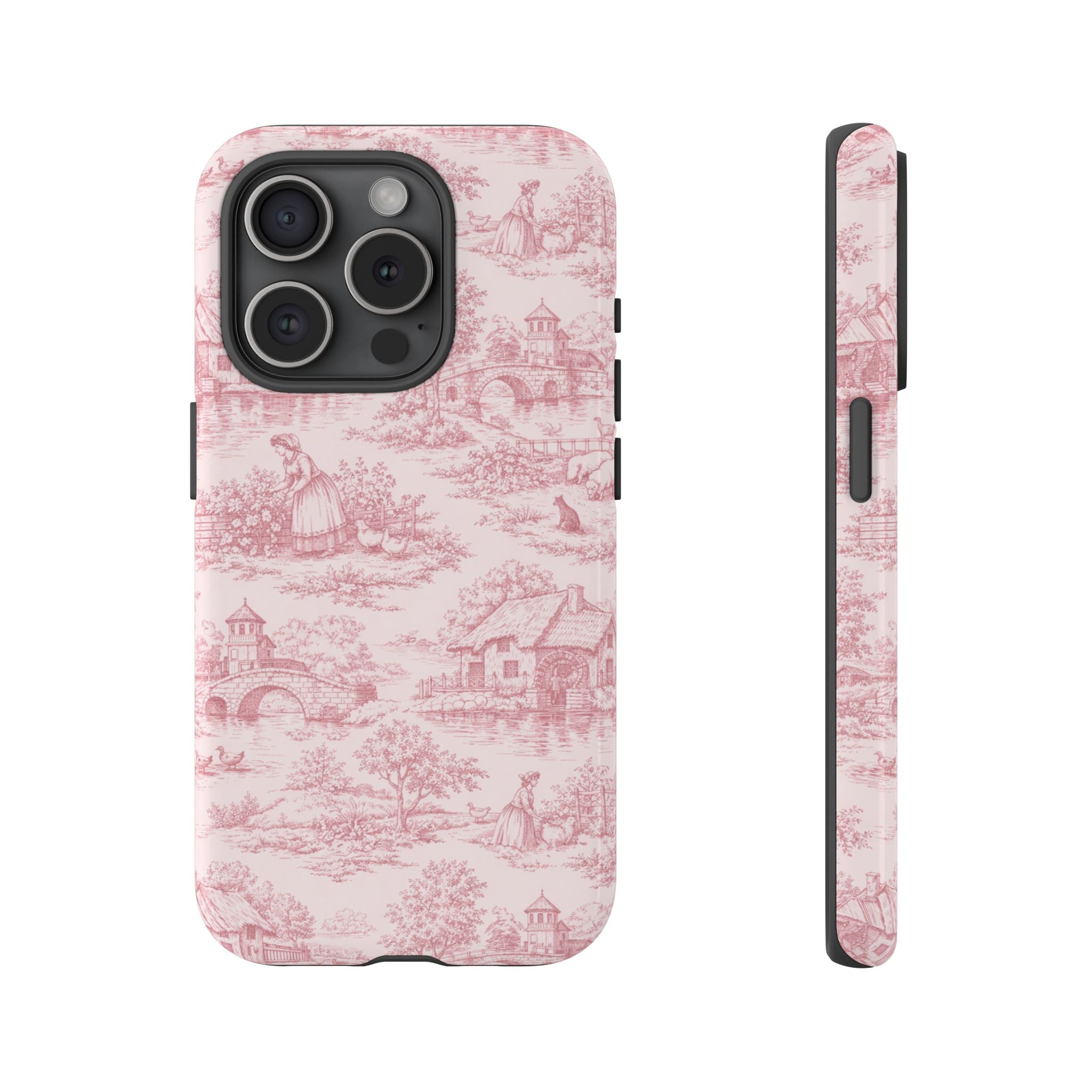 Le Hameau Pink Toile Phone Case — The Queen's Hamlet Pattern Tough Protective Case