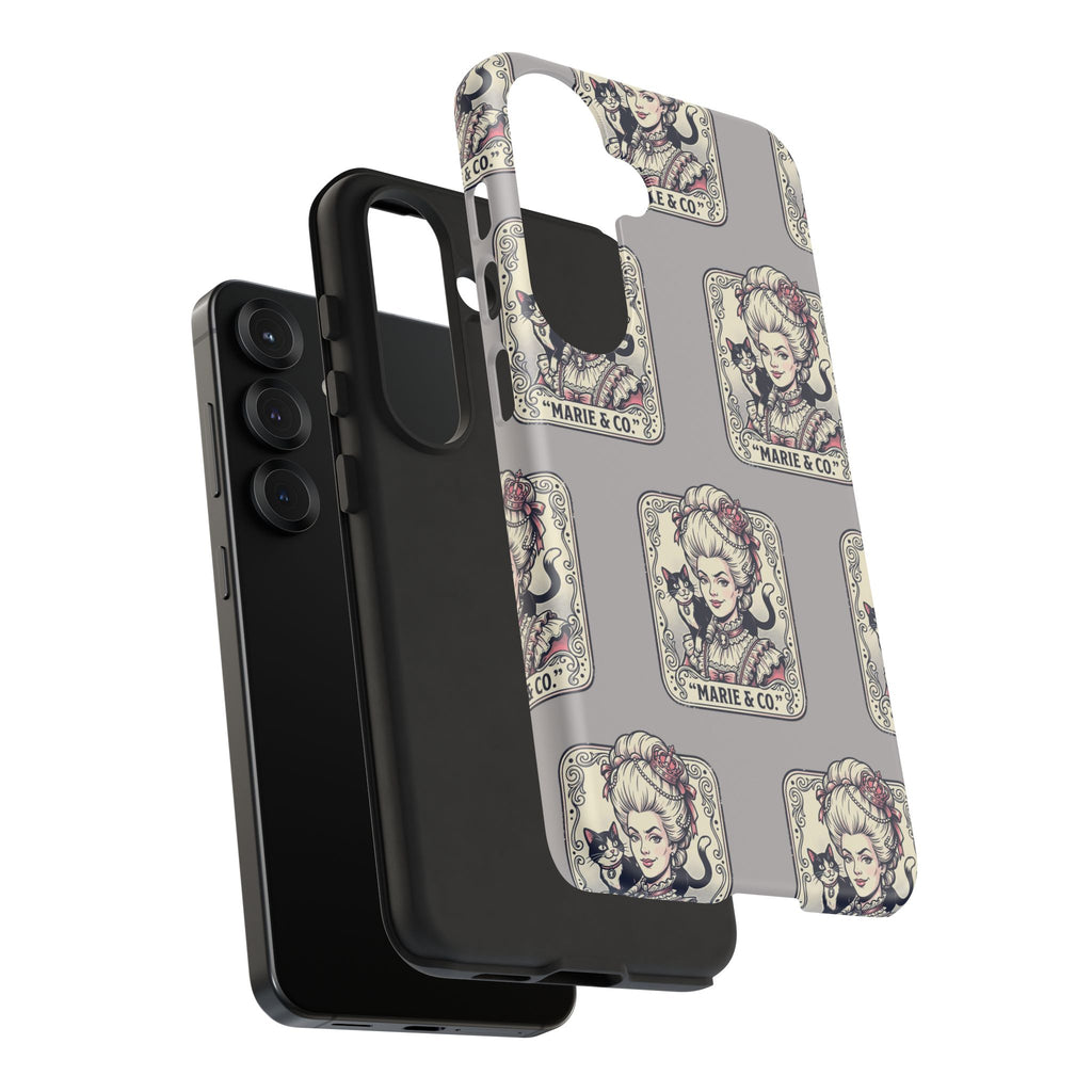Marie Antoinette & Cat Pattern Tough Phone Case