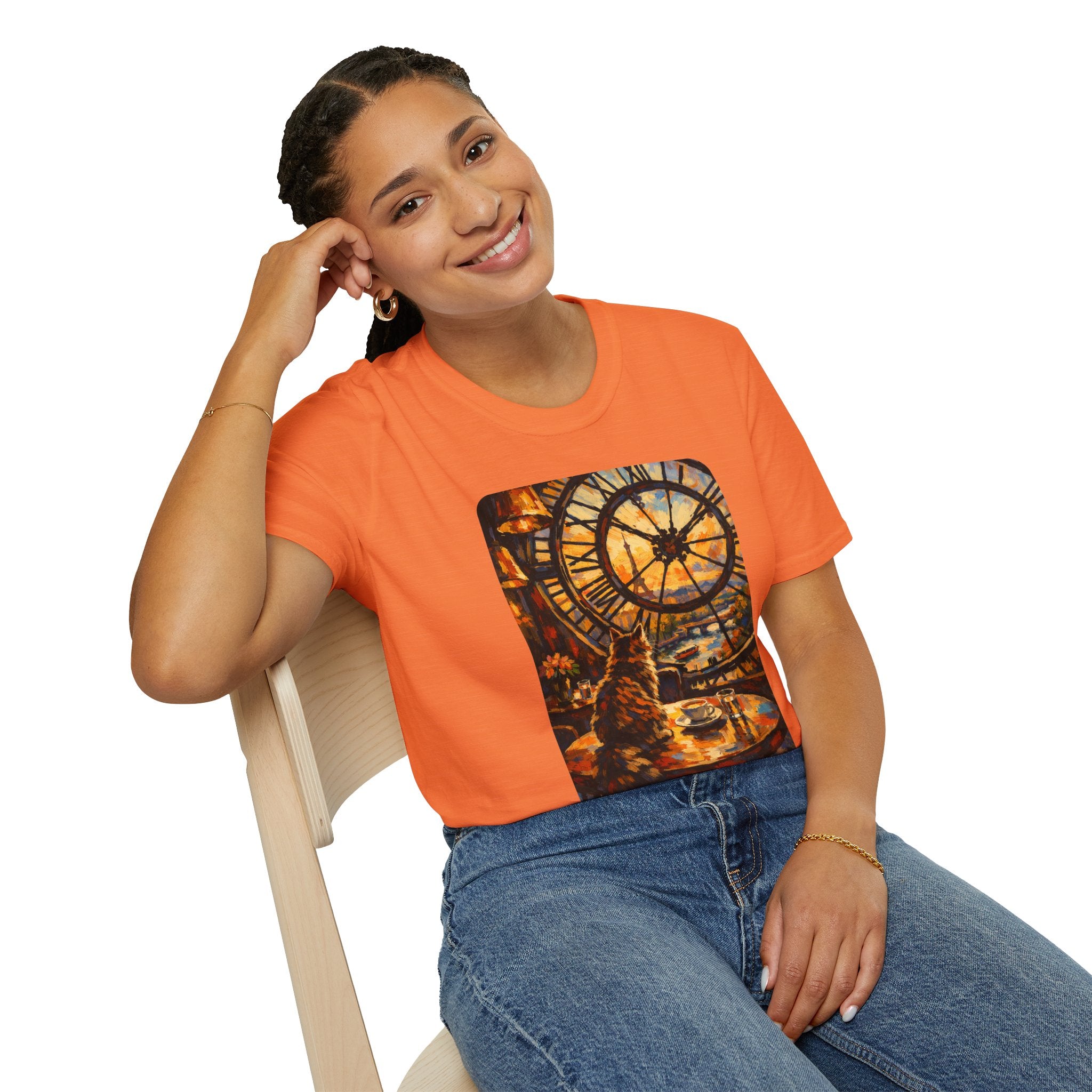 Paris D'Orsay Cafe Cat Illustration T-Shirt | Musée D'Orsay Scene