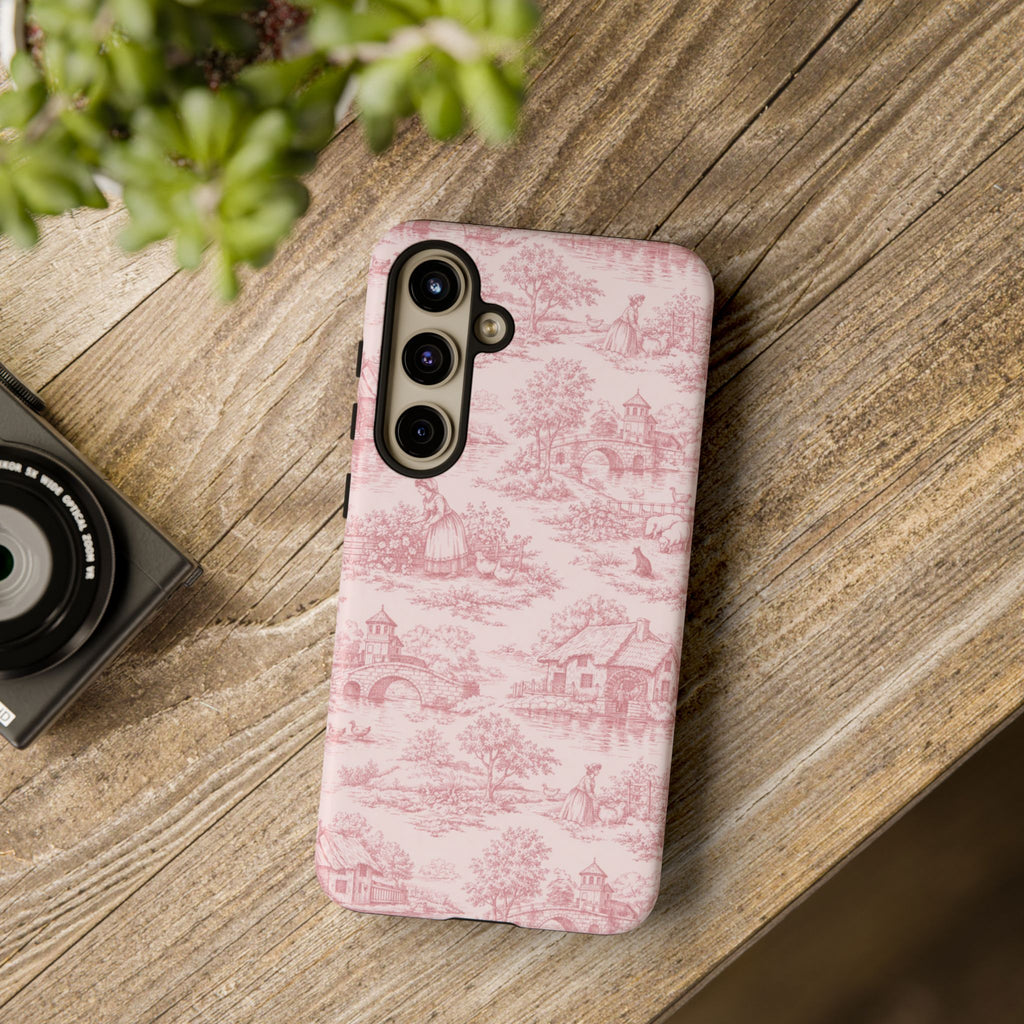 Le Hameau Pink Toile Phone Case — The Queen's Hamlet Pattern Tough Protective Case