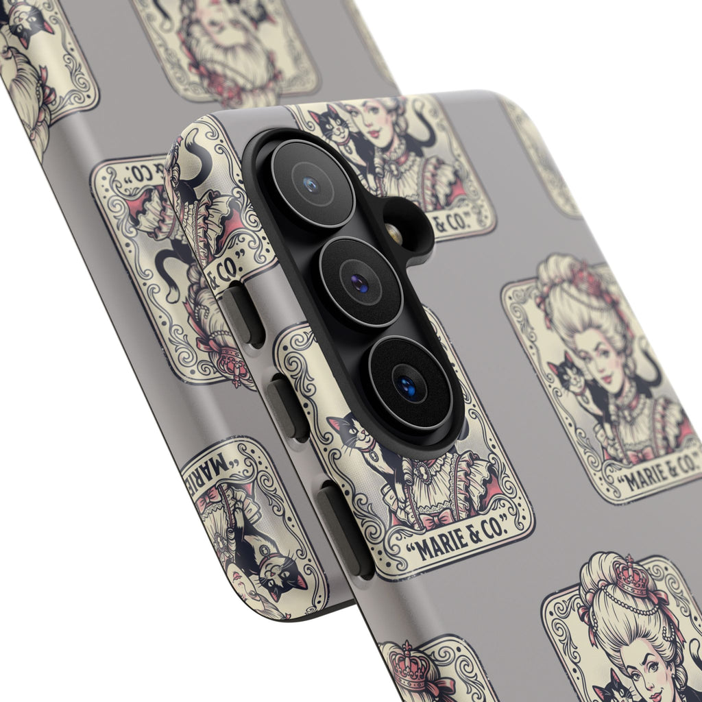 Marie Antoinette & Cat Pattern Tough Phone Case