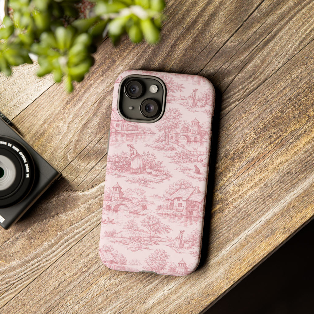 Le Hameau Pink Toile Phone Case — The Queen's Hamlet Pattern Tough Protective Case