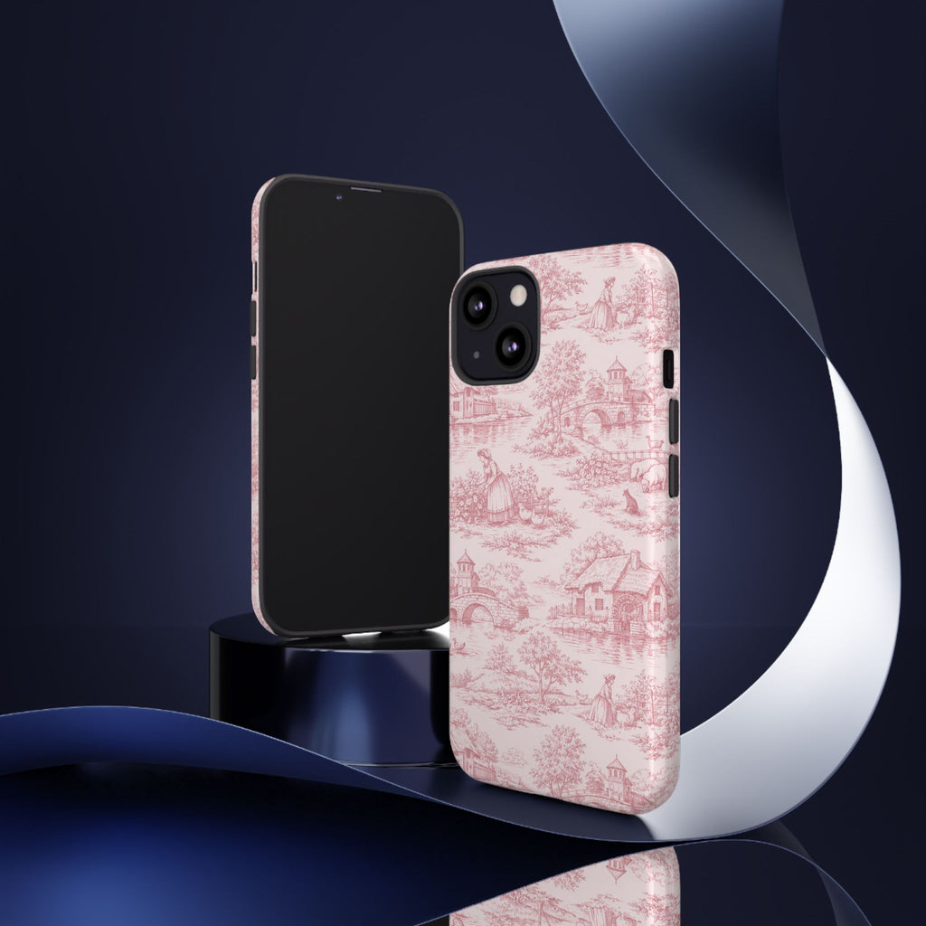 Le Hameau Pink Toile Phone Case — The Queen's Hamlet Pattern Tough Protective Case