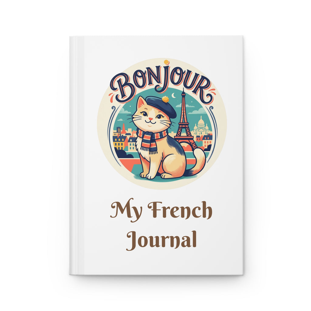 Bonjour Au Revoir Cat Journal | My French Journal Hardcover-White