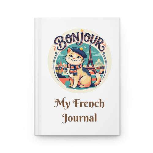 Bonjour Au Revoir Cat Journal | My French Journal Hardcover-White
