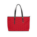 Cat Silhouette Pattern PU Leather Shoulder Bag | Red Tote, Repeating Cat Design