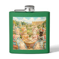 Green flask with a cat tea party in gardens of Versailles