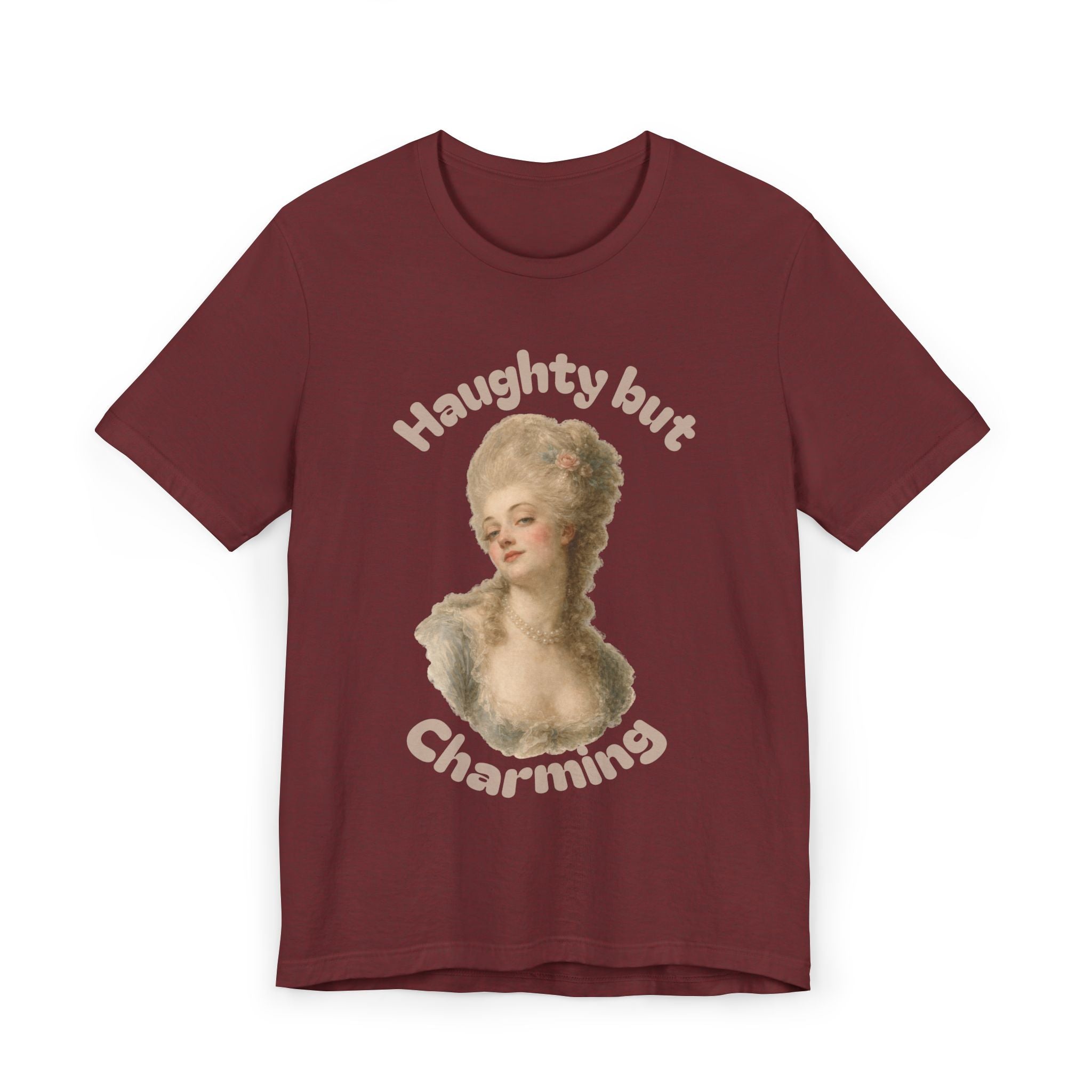 Maroon Haughty But Charming Vintage Portrait T-Shirt