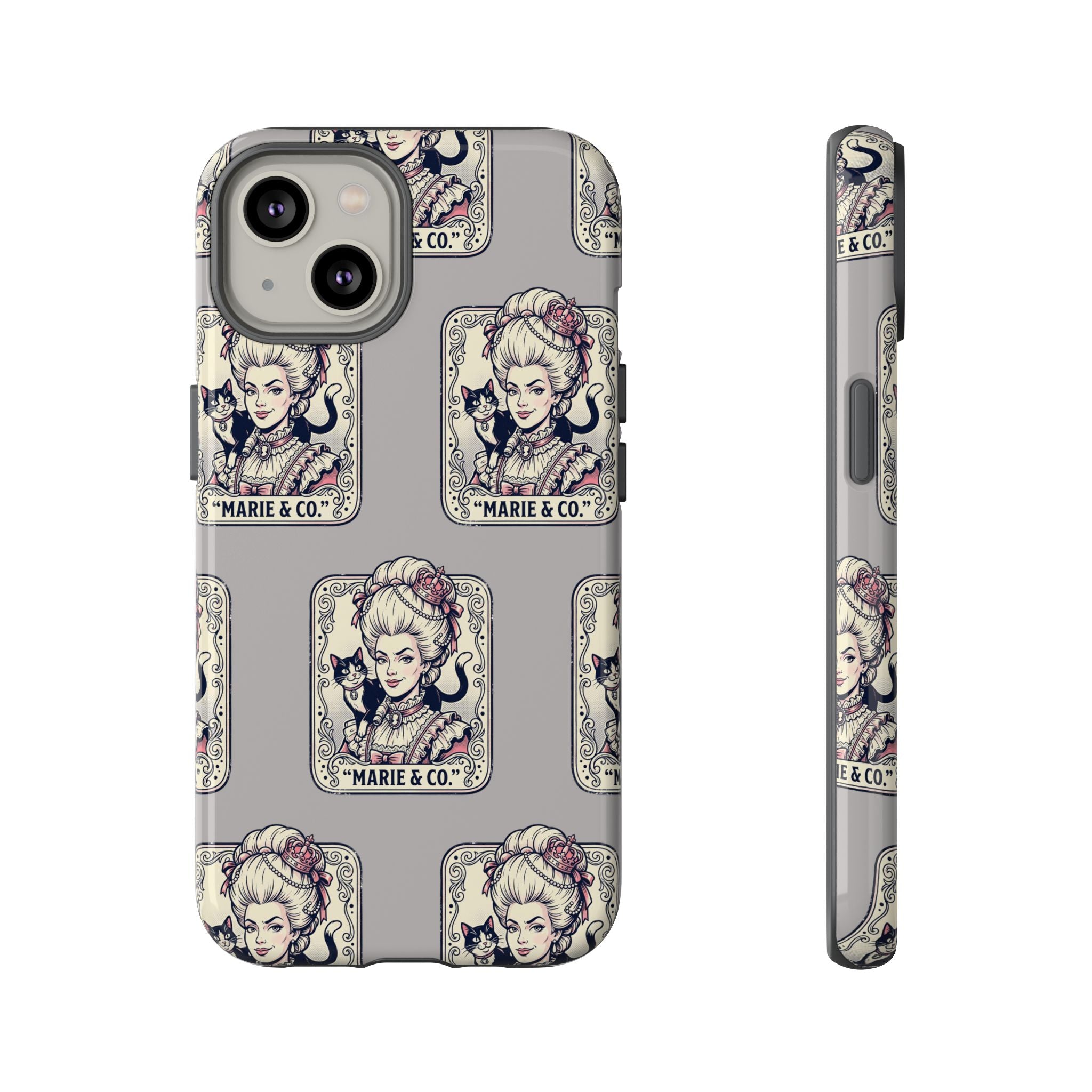 Marie Antoinette & Cat Pattern Tough Phone Case